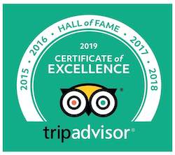 Tripadvisor Certificate of Excellence Hall of Fame 2019